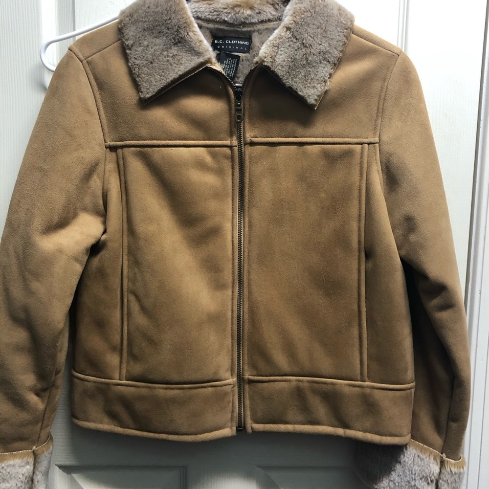 Suede Crop Jacket with Fur